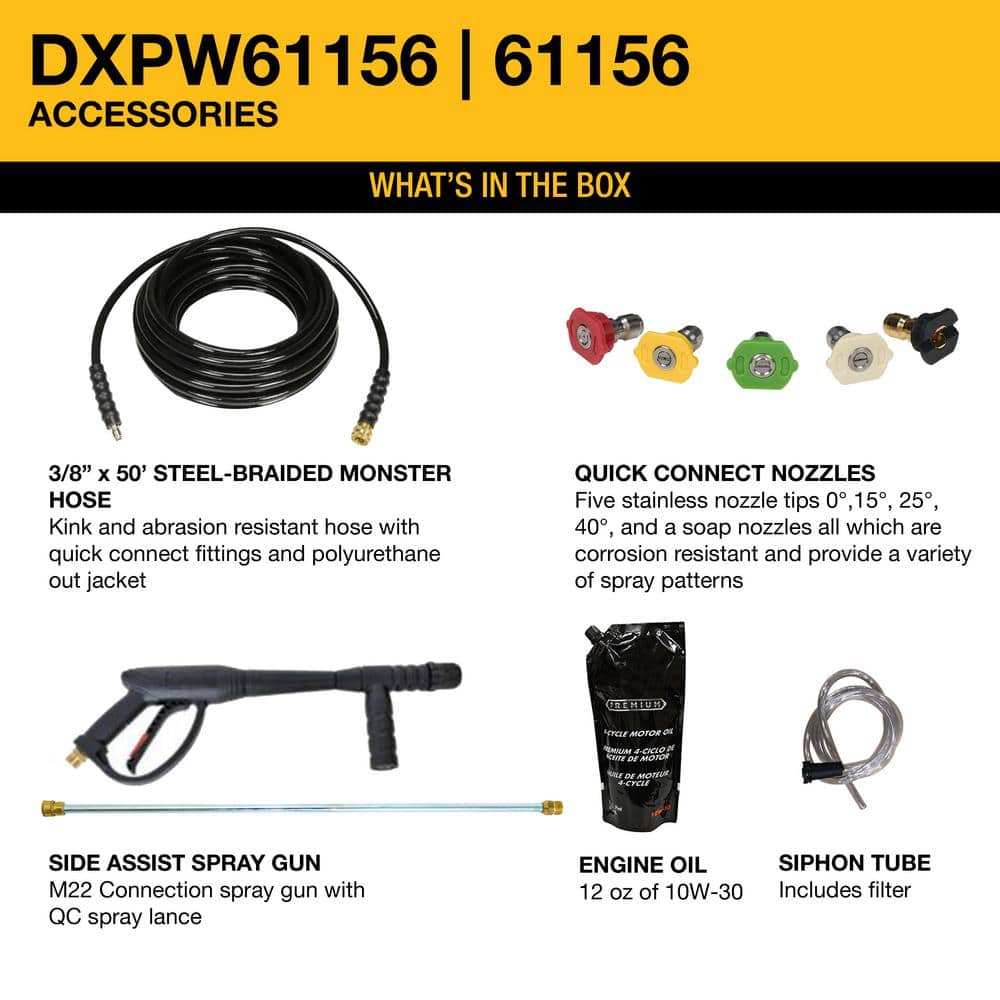 4400 PSI 4.0 GPM Gas Cold Water Pressure Washer with DEWALT 420cc Engine DXPW61156