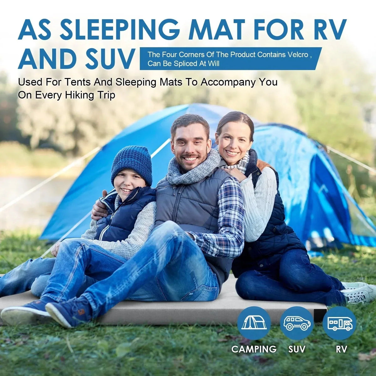 KingChii 3 Inch Thick Memory Foam Camping Mattress With Removable Waterproof Topper And Travel Bag