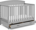 5-in-1 Convertible Baby Bed (with drawers, white) - Green Guardian Gold Certification, built-in baby bed storage drawer, convertible to toddler bed, day bed and full-size bed
