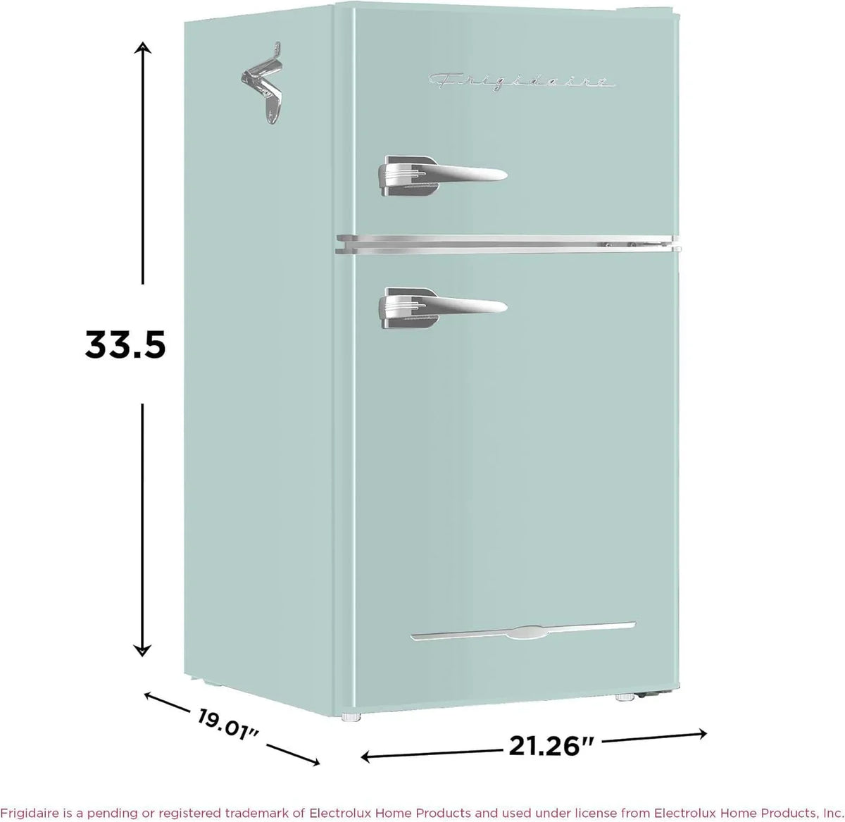 Frigidaire Retro Mini Fridge with Freezer Side Bottle Opener-Small 2 Door Refrigerator Office Bar