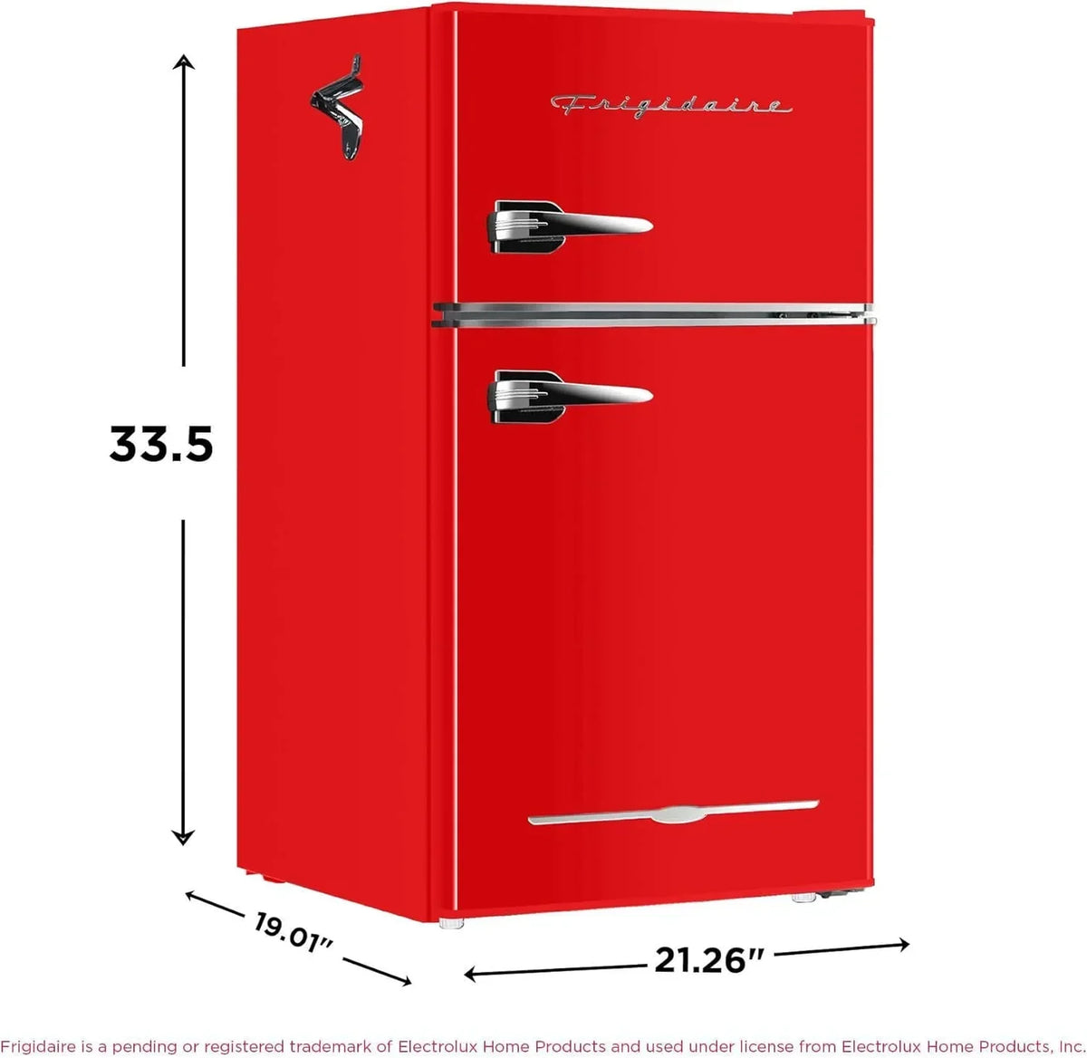 Frigidaire Retro Mini Fridge with Freezer Side Bottle Opener-Small 2 Door Refrigerator Office Bar