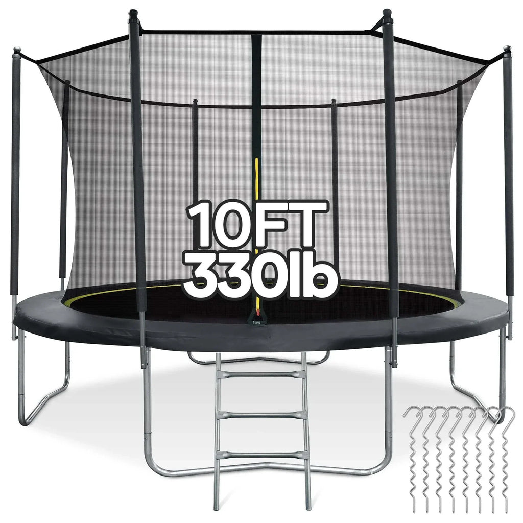 MARNUR Kids' Trampoline 8 ft With Enclosure Net, Ladder And Wind Stakes - 330 lbs Weight Capacity