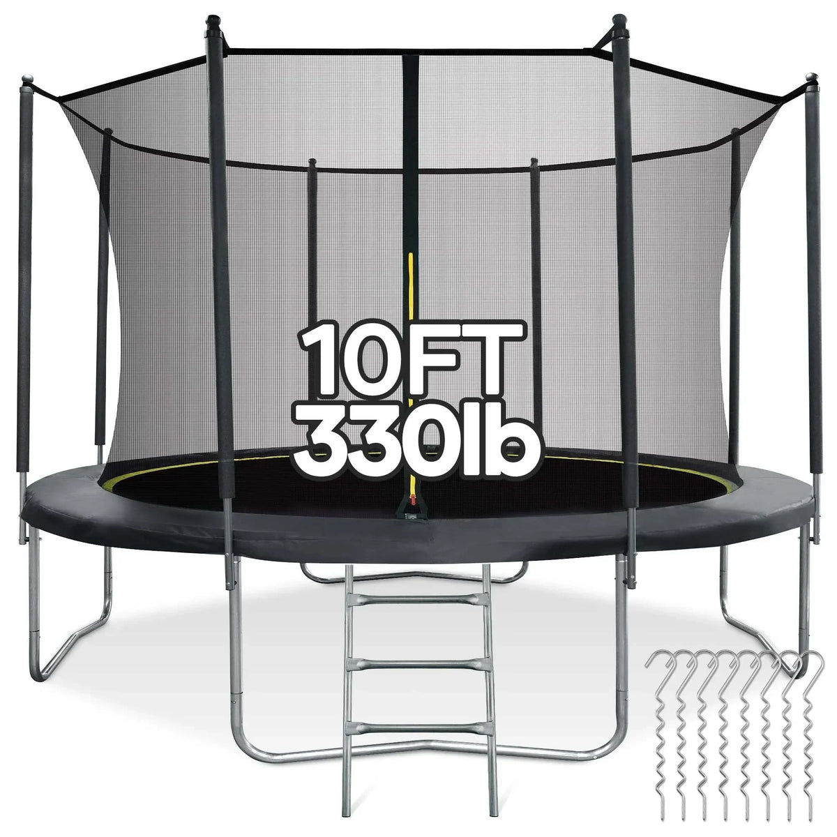 MARNUR Kids' Trampoline 8 ft With Enclosure Net, Ladder And Wind Stakes - 330 lbs Weight Capacity