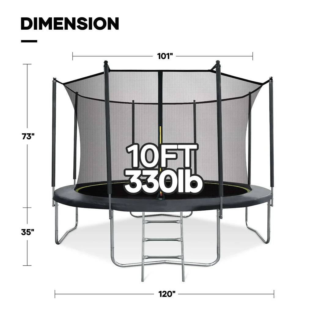 MARNUR Kids' Trampoline 8 ft With Enclosure Net, Ladder And Wind Stakes - 330 lbs Weight Capacity