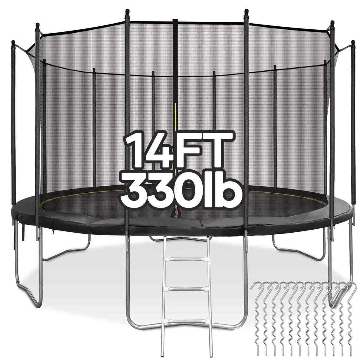 MARNUR Kids' Trampoline 8 ft With Enclosure Net, Ladder And Wind Stakes - 330 lbs Weight Capacity