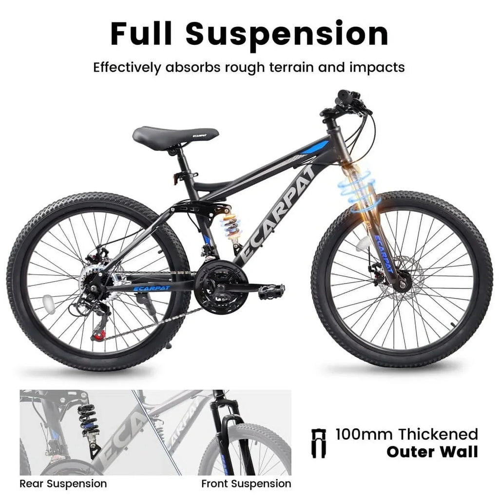 27.5 Inch Full Suspension Mountain Bike With Front And Rear Dual Shock Absorbers, Mechanical Disc Brakes, 21-Speed - A2760