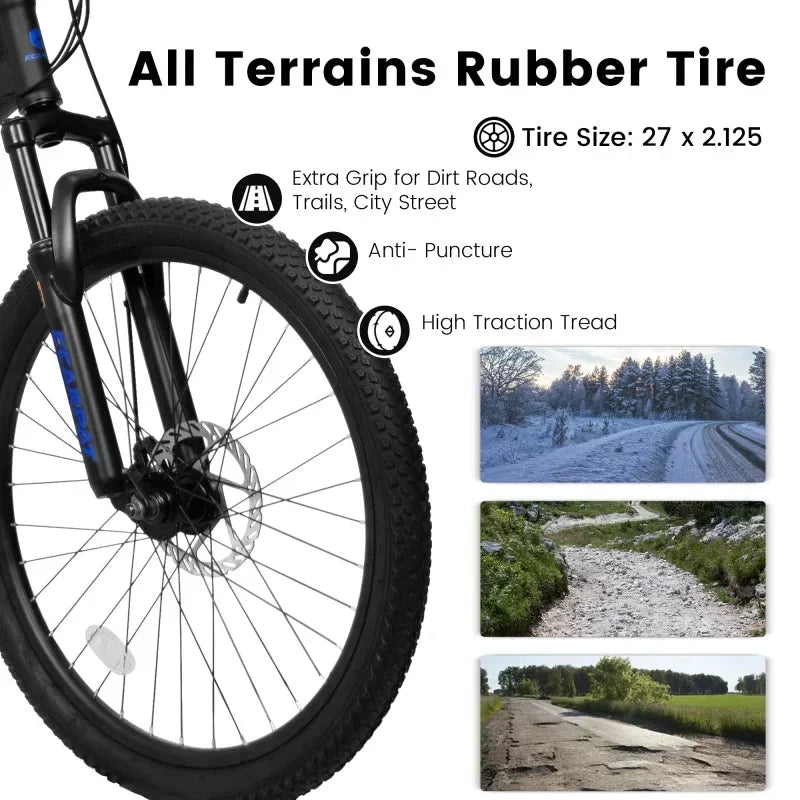 27.5 Inch Full Suspension Mountain Bike With Front And Rear Dual Shock Absorbers, Mechanical Disc Brakes, 21-Speed - A2760