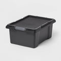 12gal Medium Latching Storage Tote Black - Brightroom