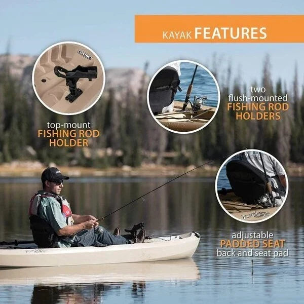 Lifetime Fishing Kayak 10ft 2-Pack With Paddles, UV-Protected HDPE, Tan - Tamarack Angler 100