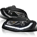 Spec-D Tuning LED Strips Projector Headlights Compatible With 2006-2008 Audi A4/S4 B7 - Left And Right Pair