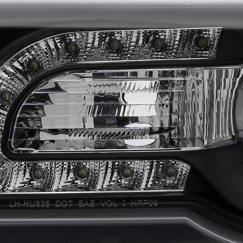 Spec-D Tuning Black LED Strip Projector Headlight Assembly Pair - 2005-2010 Chrysler 300C AWD HEMI SRT-8