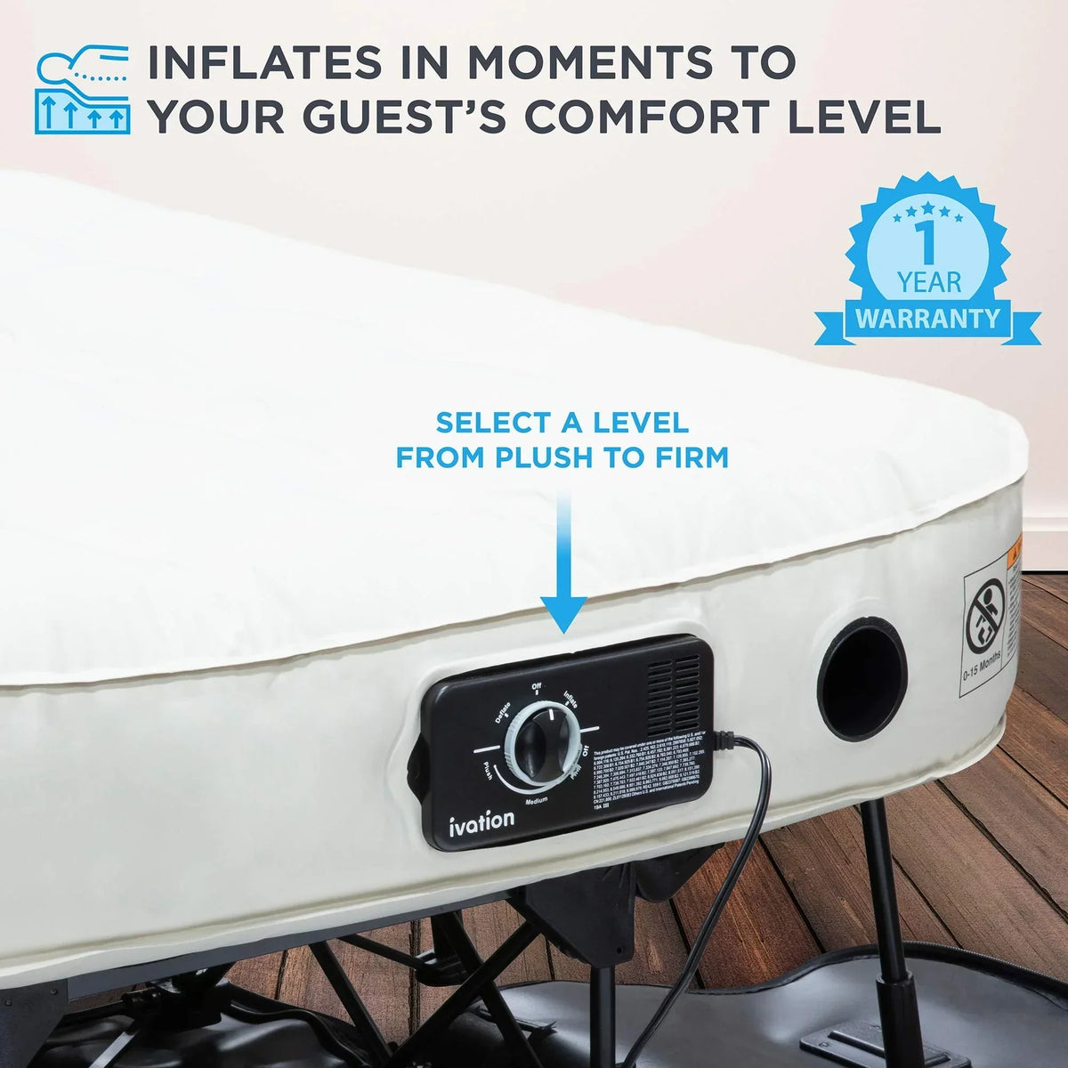 Ivation EZ-Bed Self Inflating Air Mattress Twin Air Mattress with Built In Pump & Case