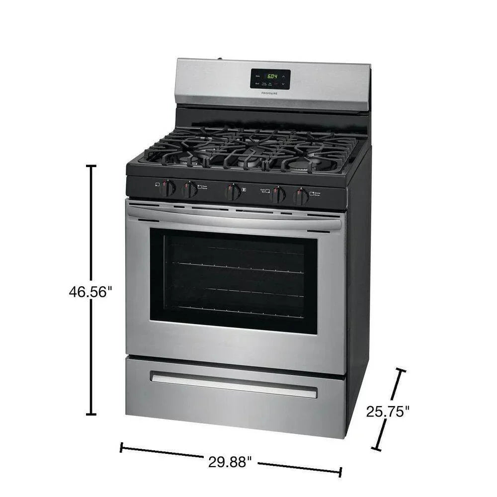 Frigidaire 30 inch (76 cm) wide freestanding 5-burner stainless steel gas hob FCRG3052AS