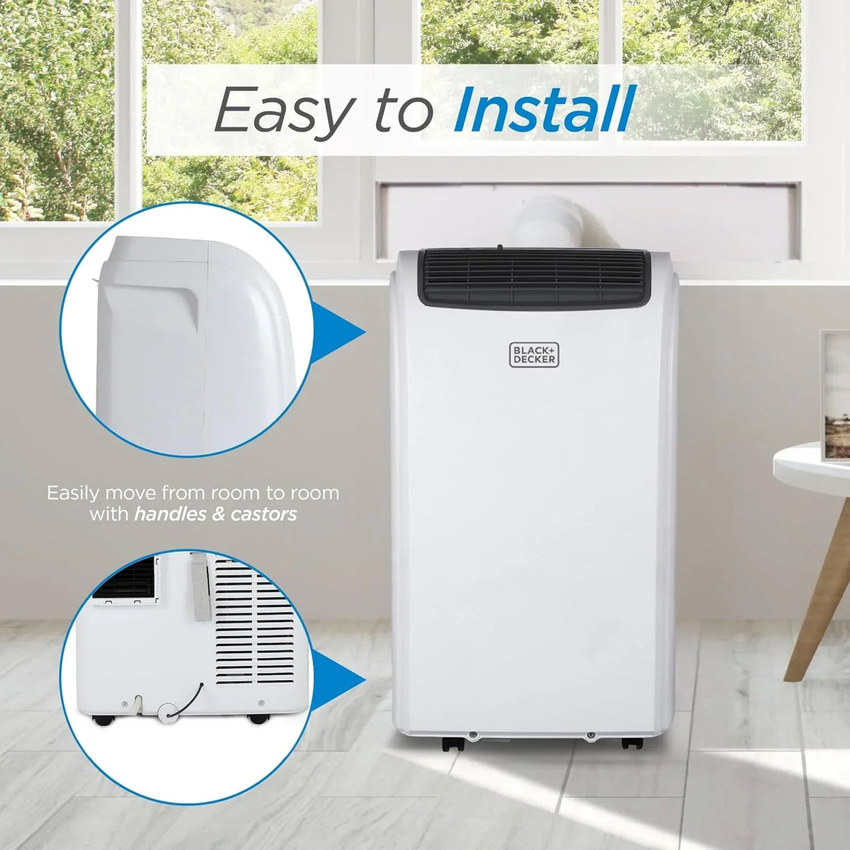 BLACK+DECKER 10,000 BTU Portable Air Conditioner for Rooms up to 450 Sq. Ft. with Remote – White