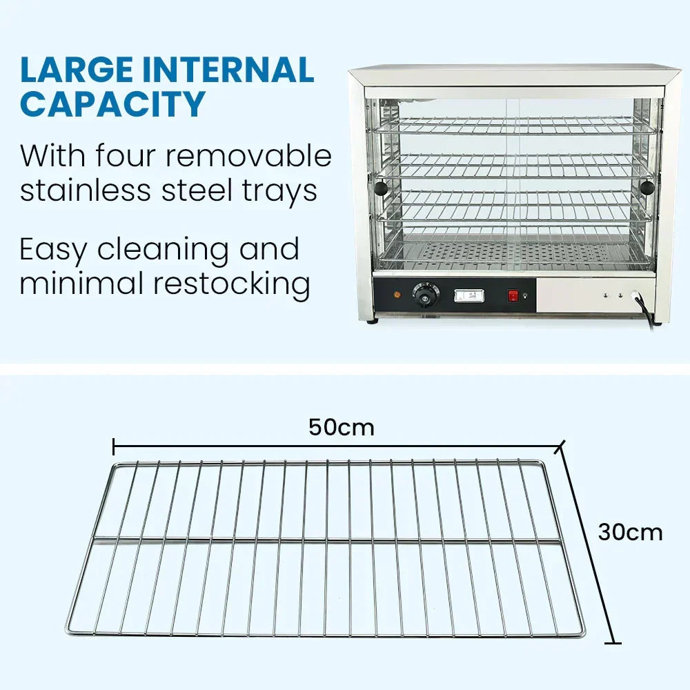 EUROCHEF Electric Food Warmer Display, 1000W, 4-Tier Stainless Steel