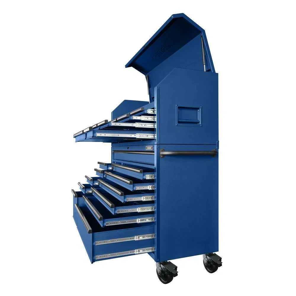 2025 56 in. W x 22 in. D Heavy Duty 23-Drawer Combination Rolling Tool Chest and Top Tool Cabinet Set in Matte Blue