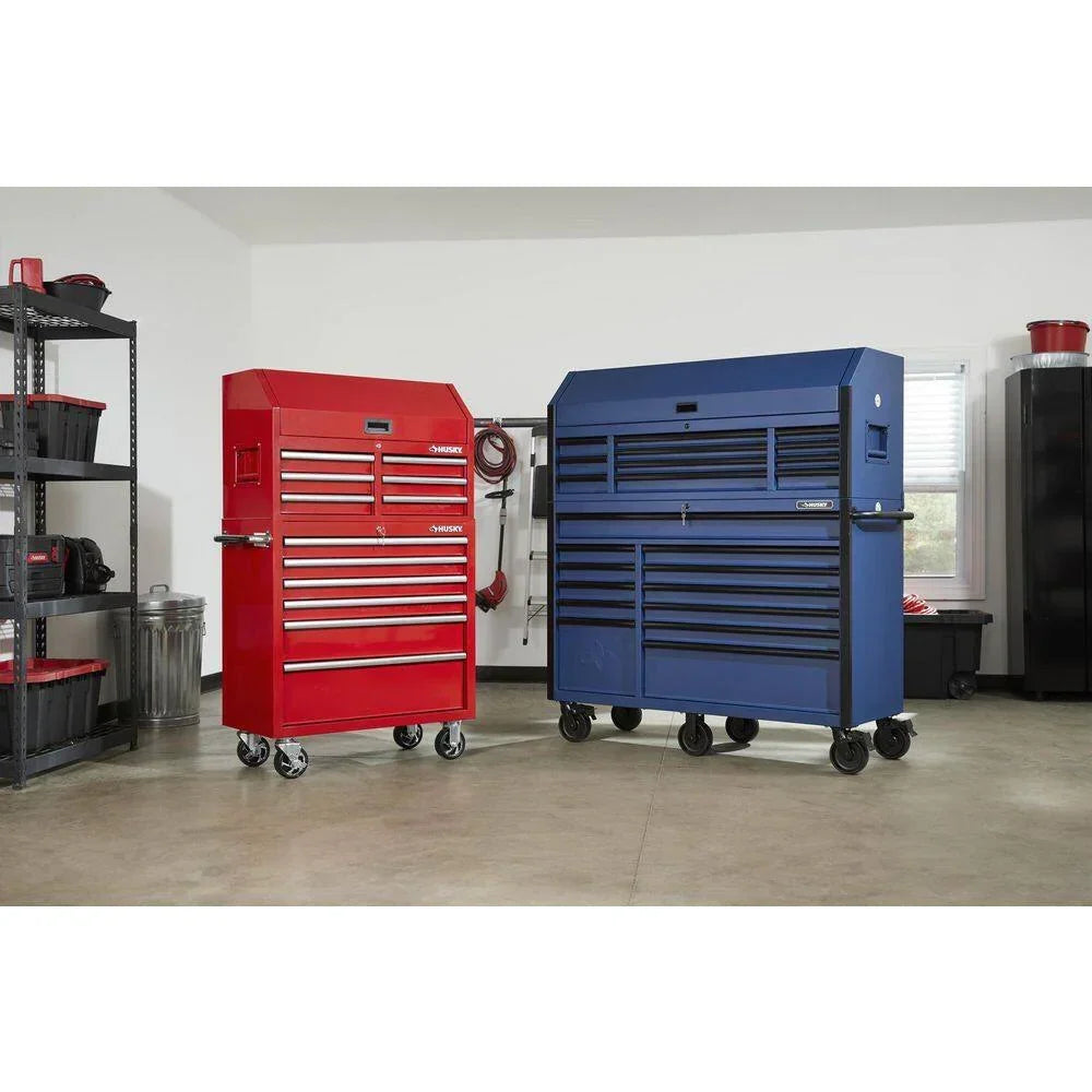 2025 56 in. W x 22 in. D Heavy Duty 23-Drawer Combination Rolling Tool Chest and Top Tool Cabinet Set in Matte Blue