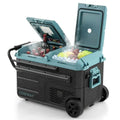 40-Quart Dual-zone Car Refrigerator with Wheels, 12V/24V DC & 100-240V AC Portable Car Fridge Cooler Freezer