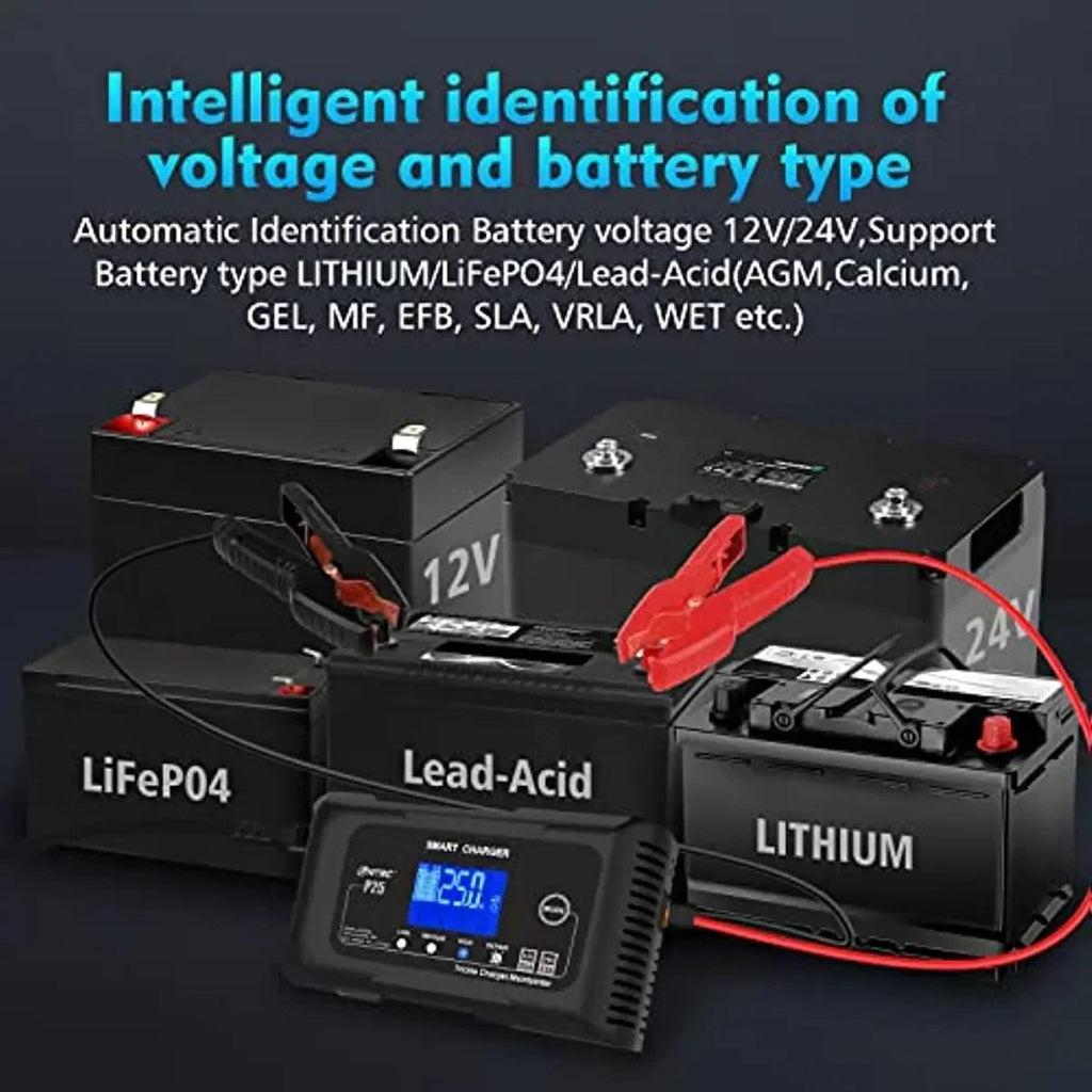 HTRC Smart Battery Charger For Lithium, LiFePO4 And Lead-Acid Batteries, 12V/25A, 24V/13A - P25