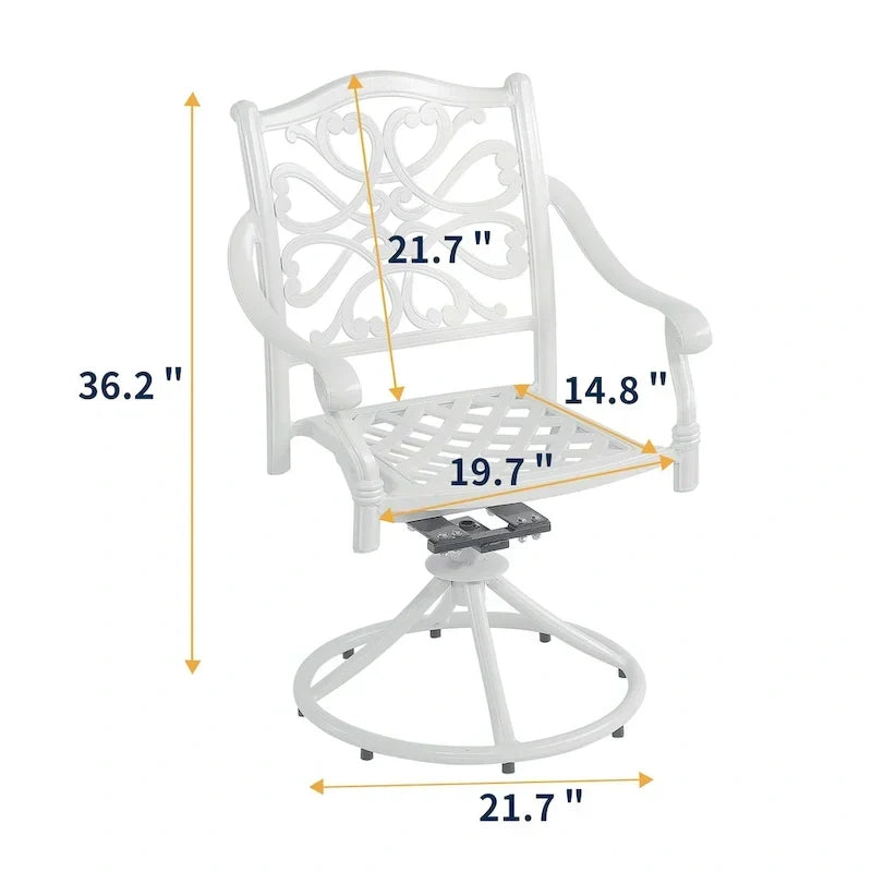 5-Piece Cast Aluminum Patio Dining Set with 4 Swivel Chair