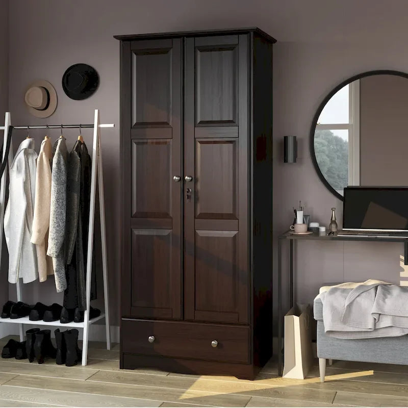 Palace Imports 100% Solid Wood Flexible Wardrobe Armoire with Metal or Wooden Knobs