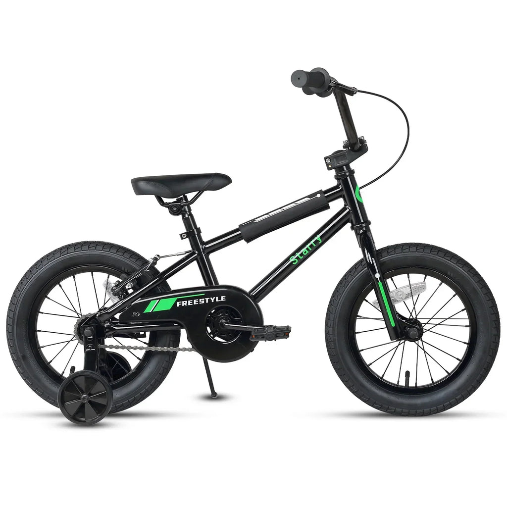 Glerc 14 Inch Little Kids Bike BMX Style Bicycle with Training Wheels Coaster Brake for 3 4 5 Years Old Boys Girls, Blue
