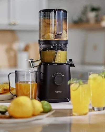 Nama J2 Cold Press Juicer – Self Feeding for Hands Free Operation with Wide Mouth Hopper for Whole Recipe Loading, Zero Waste Masticating Juicer For More Juice, Less Pulp – Easy Cleanup &amp; Assembly: Home &amp; Kitchen