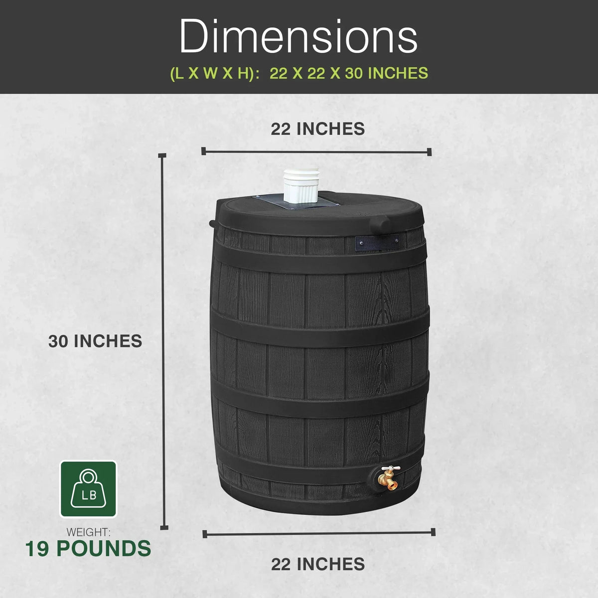 Good Ideas Rain Wizard Rain Storage Collection Rain Barrel 50-Gallon