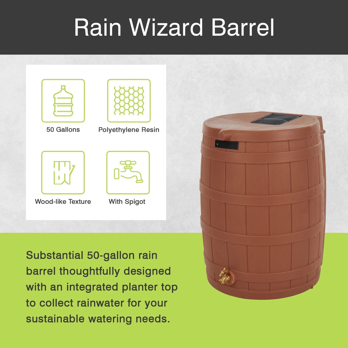 Good Ideas Rain Wizard Rain Storage Collection Rain Barrel 50-Gallon