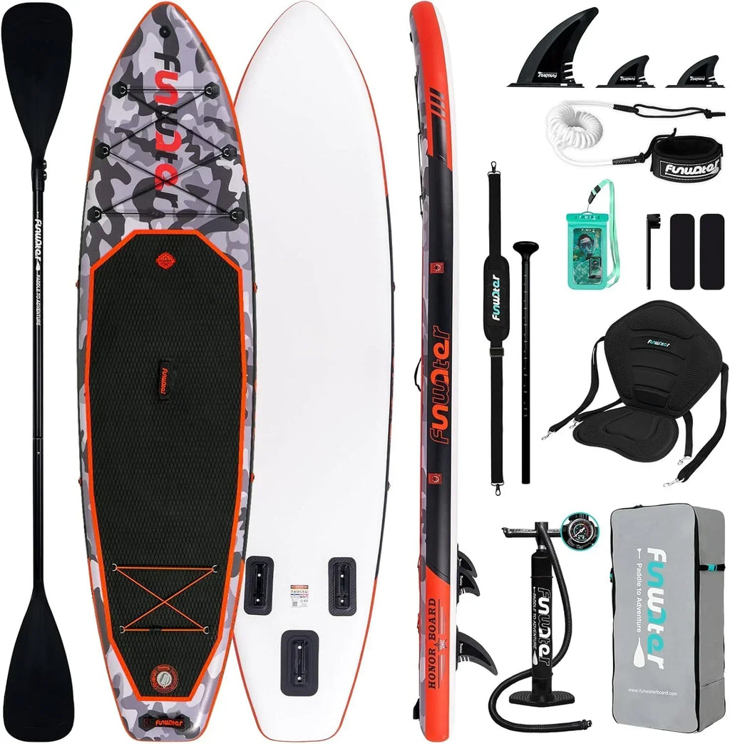 FunWater Inflatable Stand Up Paddle Board, 11 ft x 32 in x 6 in - SUP Paddle Accessories