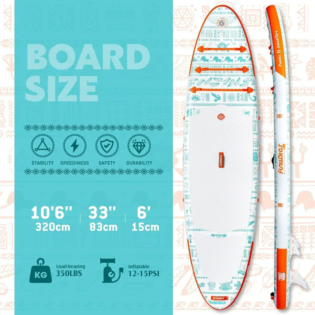FunWater Inflatable Stand Up Paddle Board, 11 ft x 32 in x 6 in - SUP Paddle Accessories