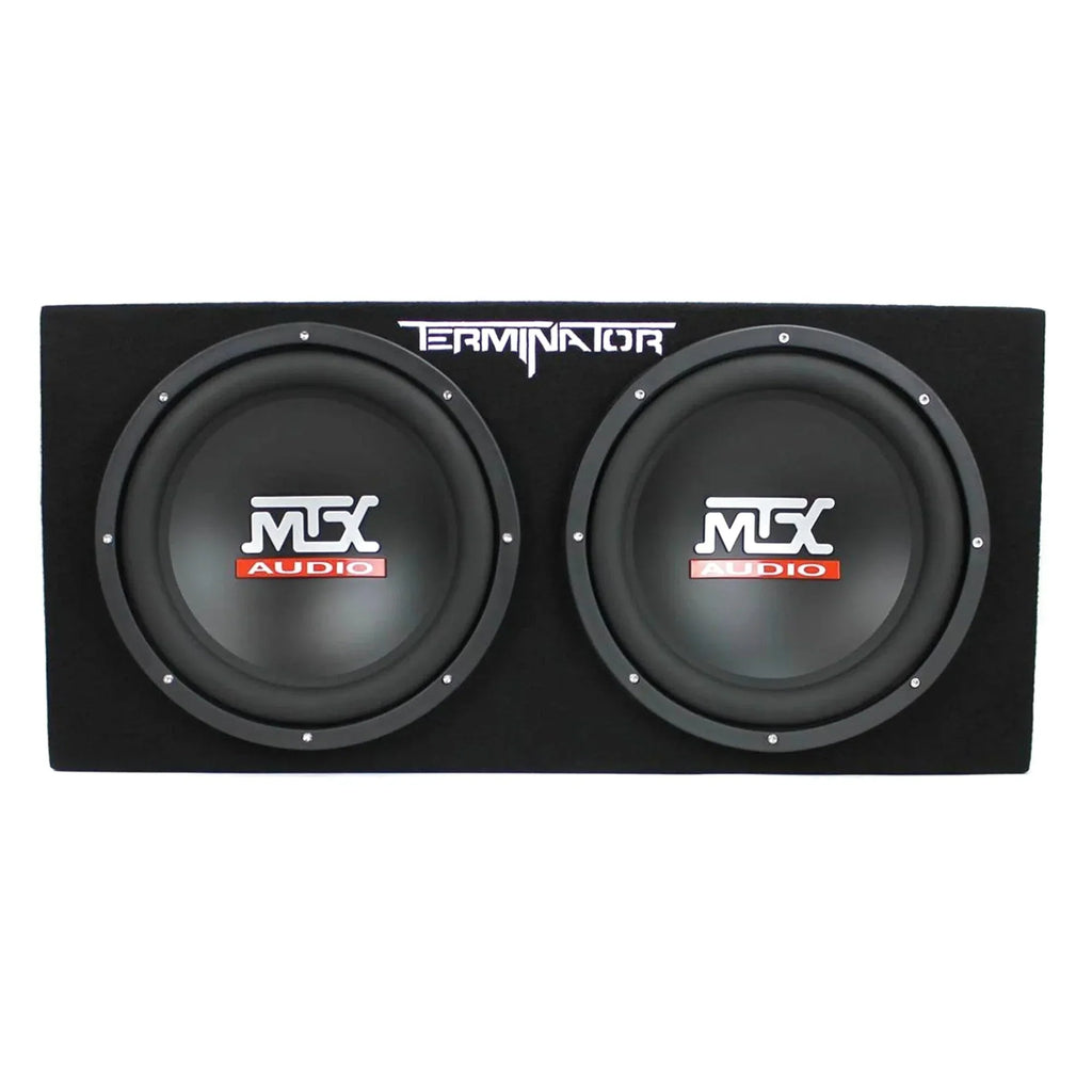 MTX Terminator Dual Loaded 12in 1200W Car Subwoofer Enclosure With Amplifier And 8-Gauge Amp Kit