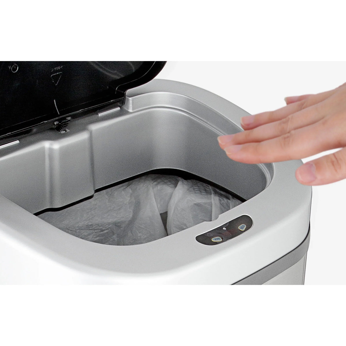Nine Stars Automatic Trash Can, 21 Gallon Stainless Steel, Motion Sensor Hands Free Soft Close Lid Garbage Bin, Silver