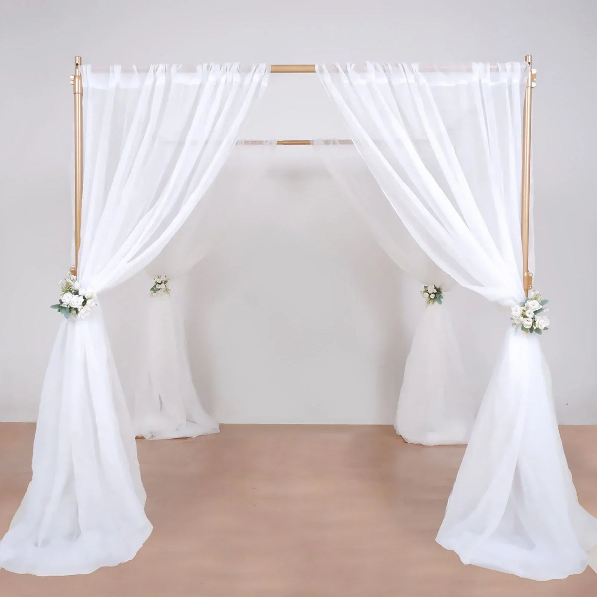 Efavormart 10ft | 4 Post Gold Metal DIY Photography Backdrop Stand, Wedding Arch Canopy Tent