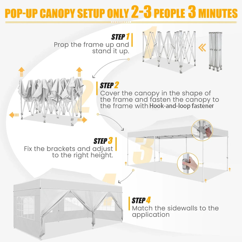 Hoteel 10x15 Heavy Duty Canopy Tent with 4 Sidewalls,Pop up Canopy for Parties Wedding,Commercial Easy up Gazebo with Roller Bag,UV 50+ &,Black