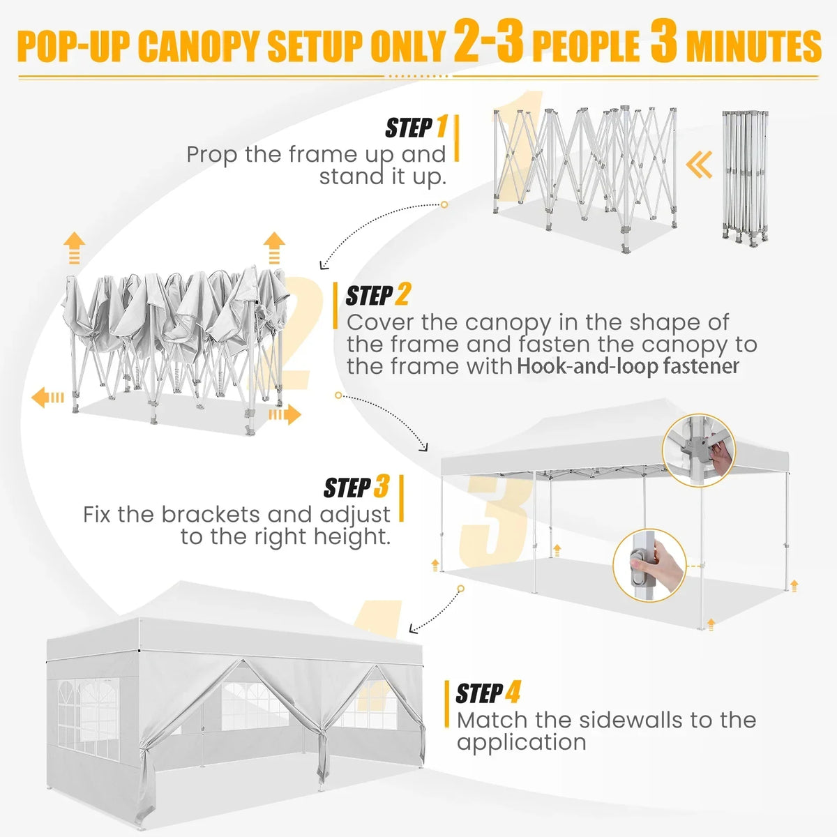 Hoteel 10x15 Heavy Duty Canopy Tent with 4 Sidewalls,Pop up Canopy for Parties Wedding,Commercial Easy up Gazebo with Roller Bag,UV 50+ &,Black
