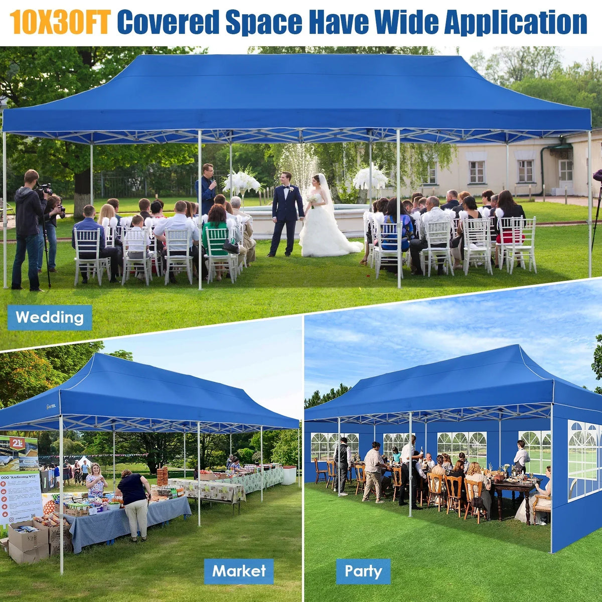 Hoteel 10x15 Heavy Duty Canopy Tent with 4 Sidewalls,Pop up Canopy for Parties Wedding,Commercial Easy up Gazebo with Roller Bag,UV 50+ &,Black