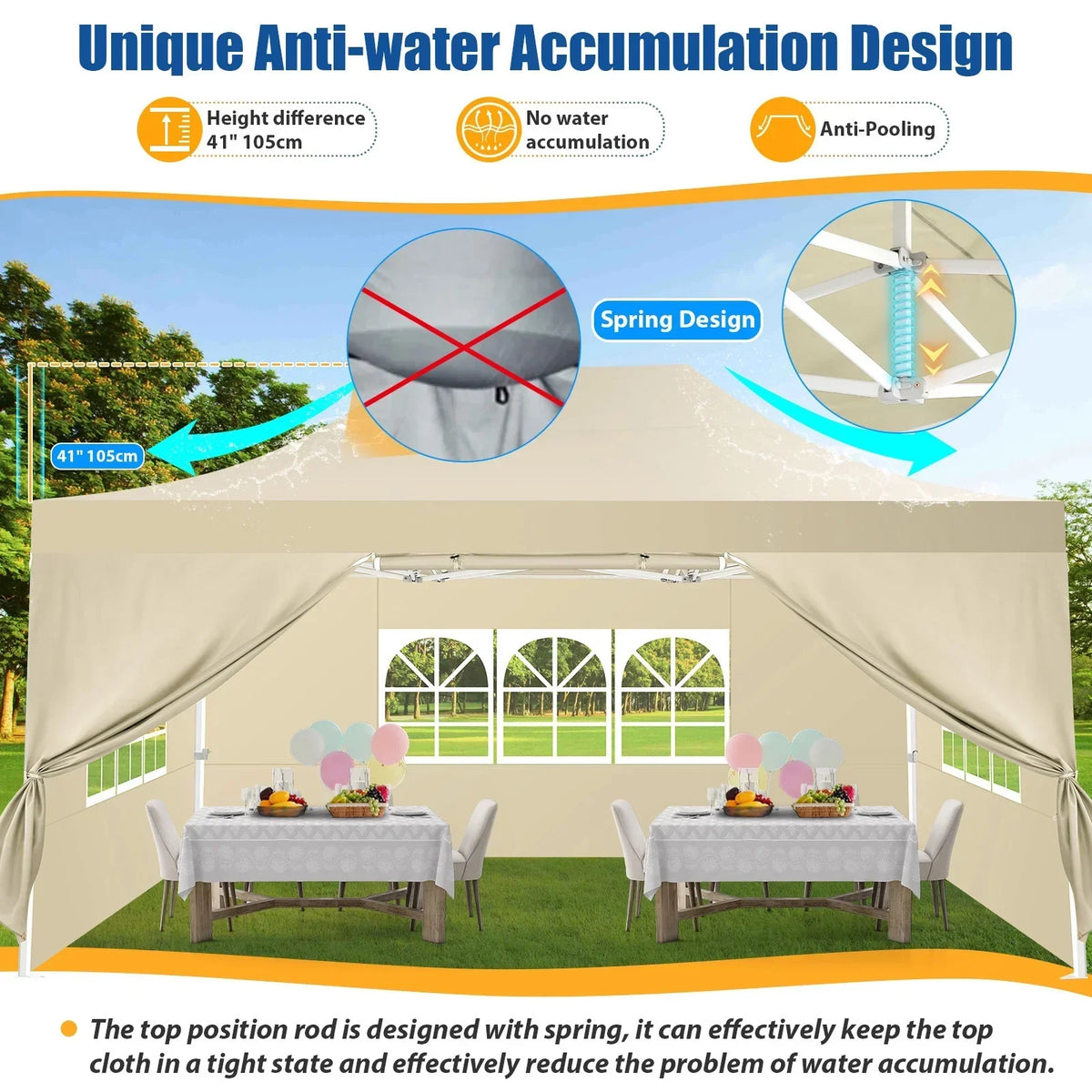 Hoteel 10x15 Heavy Duty Canopy Tent with 4 Sidewalls,Pop up Canopy for Parties Wedding,Commercial Easy up Gazebo with Roller Bag,UV 50+ &,Black