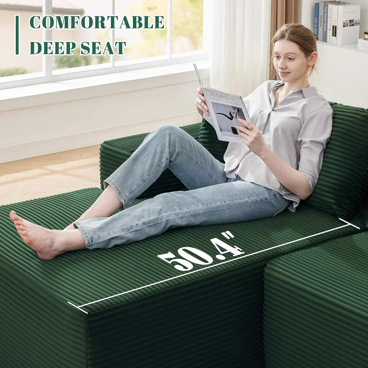 110 Cloud Sectional Couch, Boneless Sofa for Living Room Modular Sectional Sofa with Deep Seat