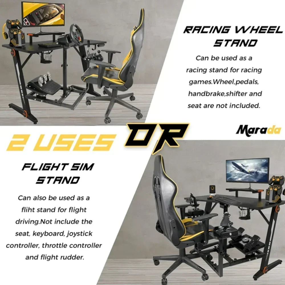 Marada Flight Simulator Cockpit Racing Steering Stand Adjustable Fit For Thrustmaster HOTAS Warthog