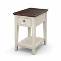 Narrow End Table with USB Charging, Drawer & Shelf, Farmhouse Style