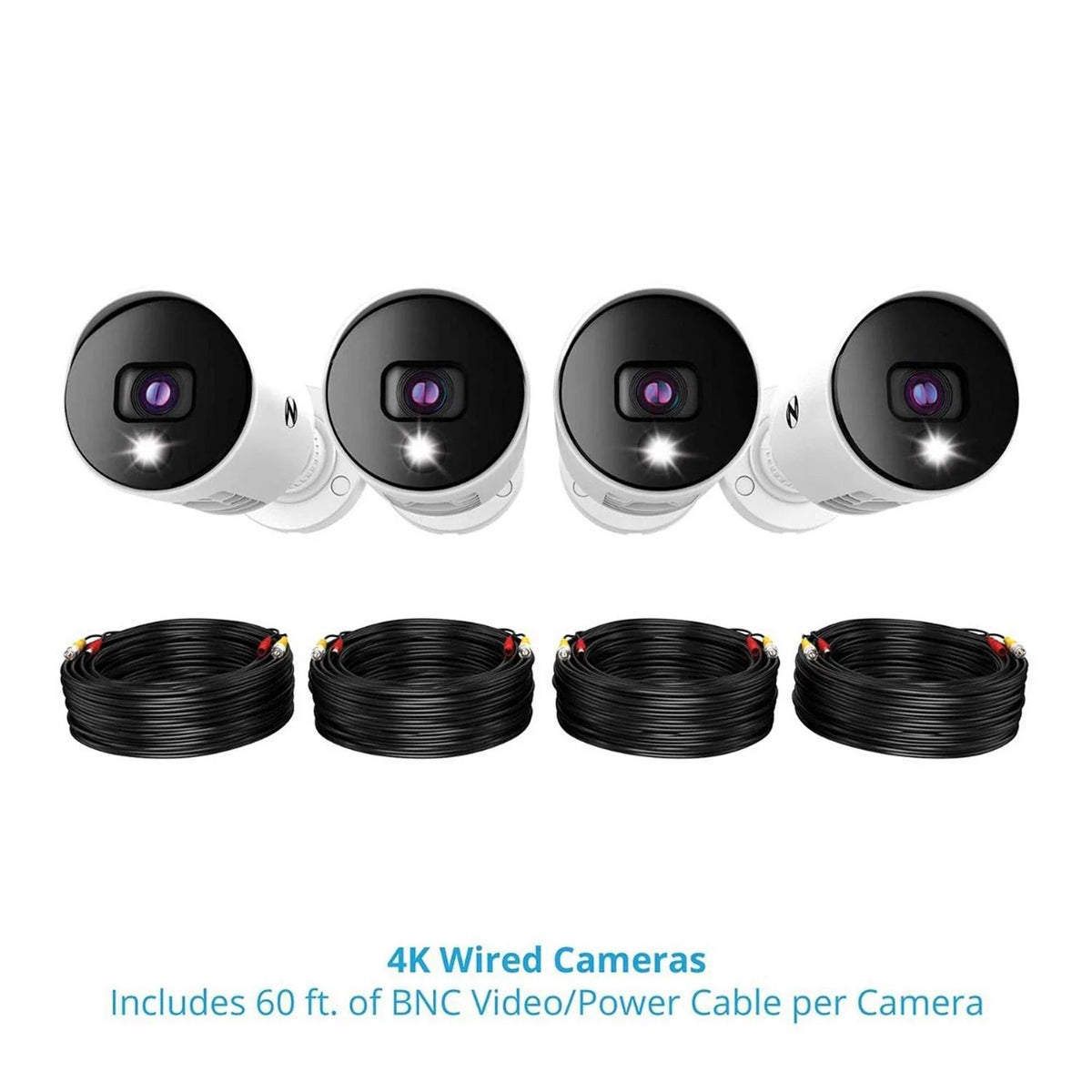 Night Owl 4 Channel 4K Bluetooth DVR With 1TB Hard Drive And 4 Wired 4K Spotlight Cameras